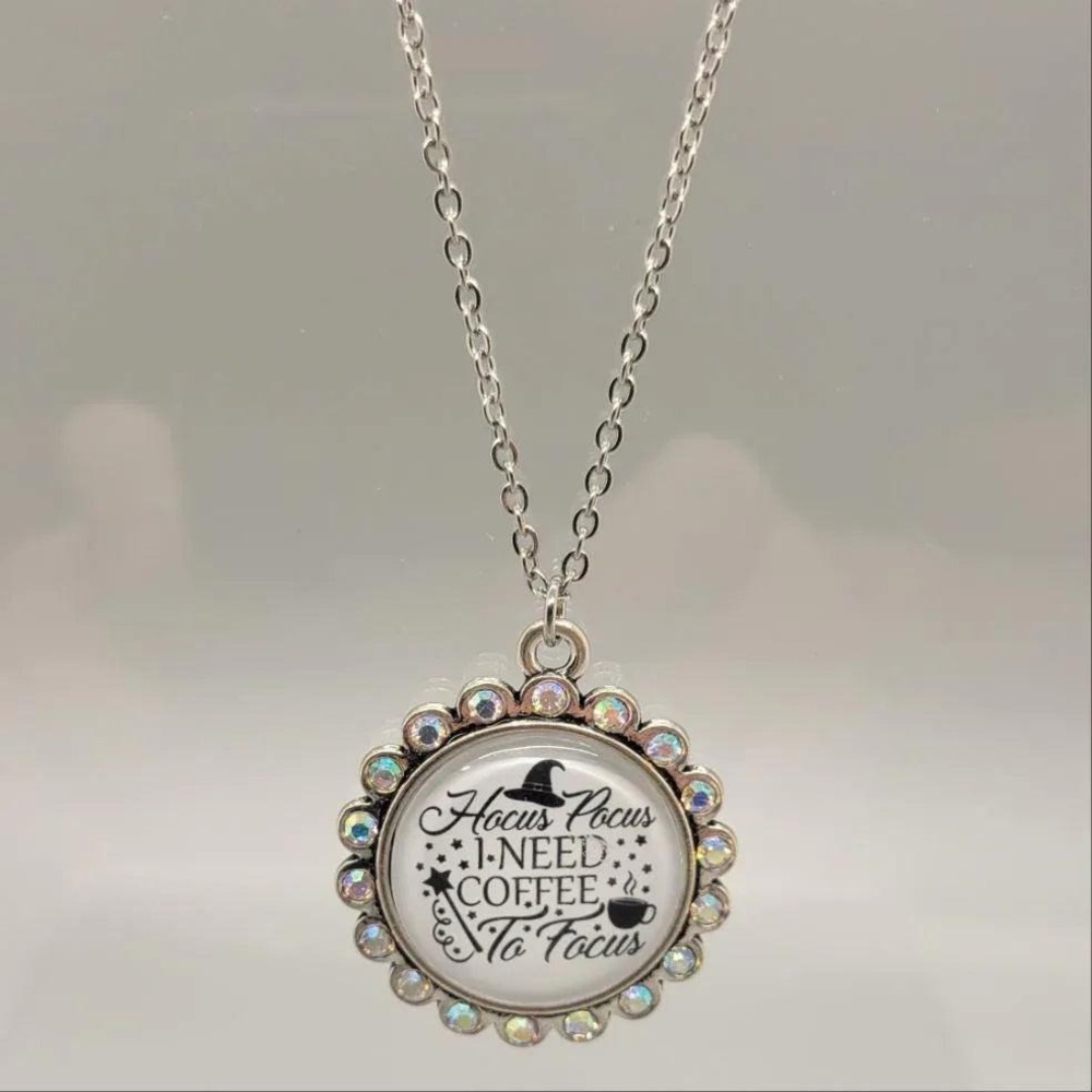 Hocus Pocus Coffee Focus Bling Necklace